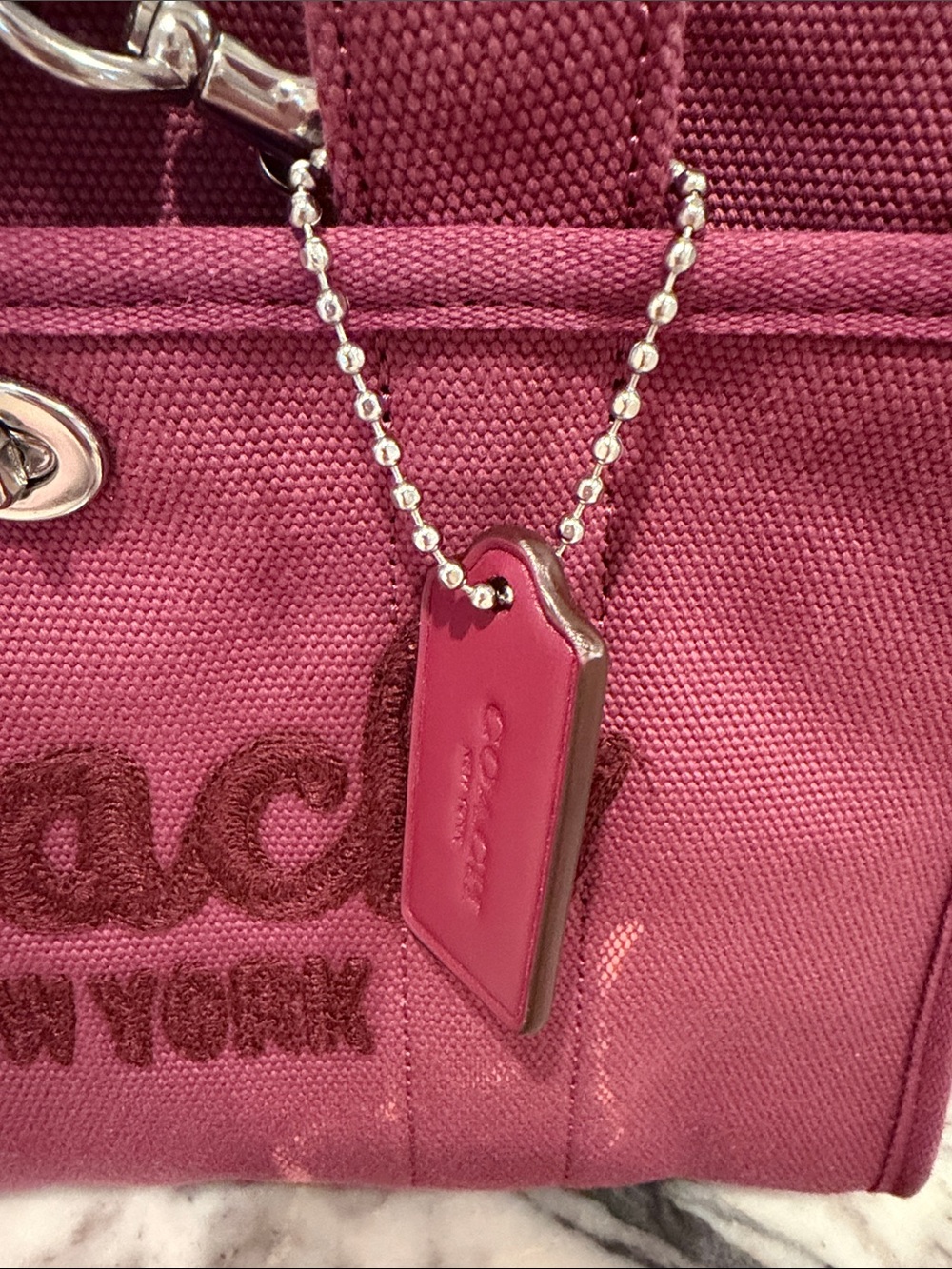Coach Canvas Tote in Deep Raspberry Pink - Picture 2 of 4
